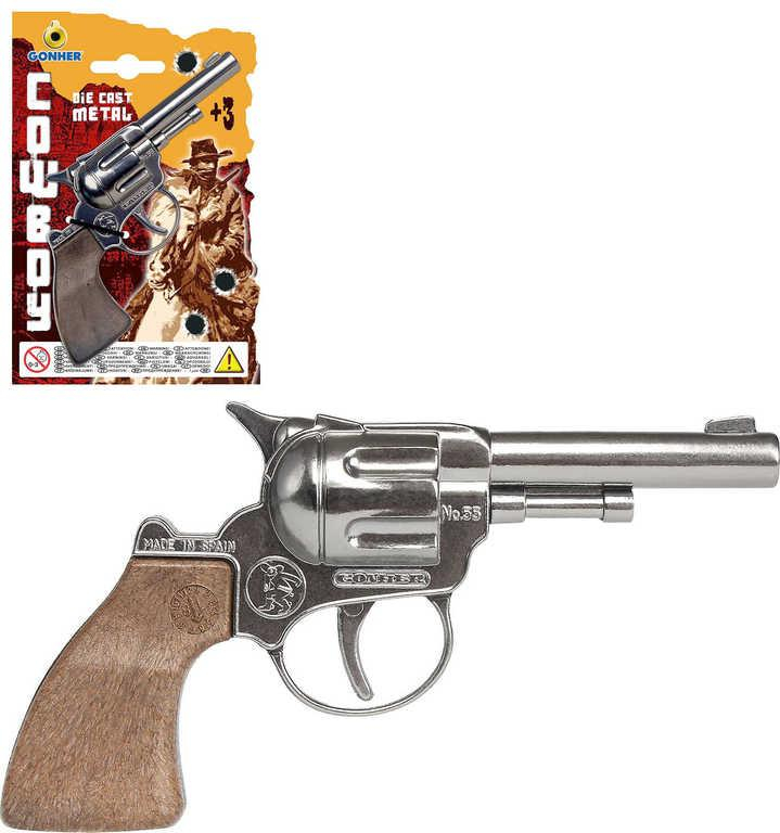 Revolver dětský kovbojský 14cm kovový kolt stříbrný