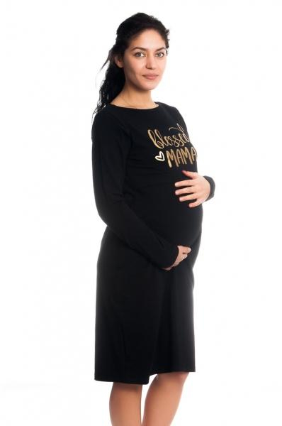 Těhotenská, kojící noční košile Blessed Mama - černá, vel. L/XL - L/XL