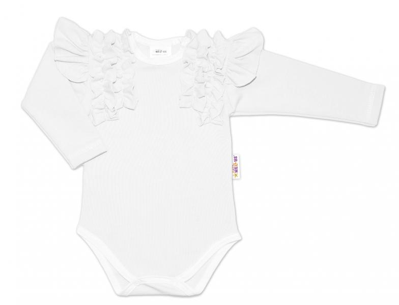 - Kojenecké Body dlouhý rukáv s volánky, bílé, vel. 80 - 80 (9-12m)