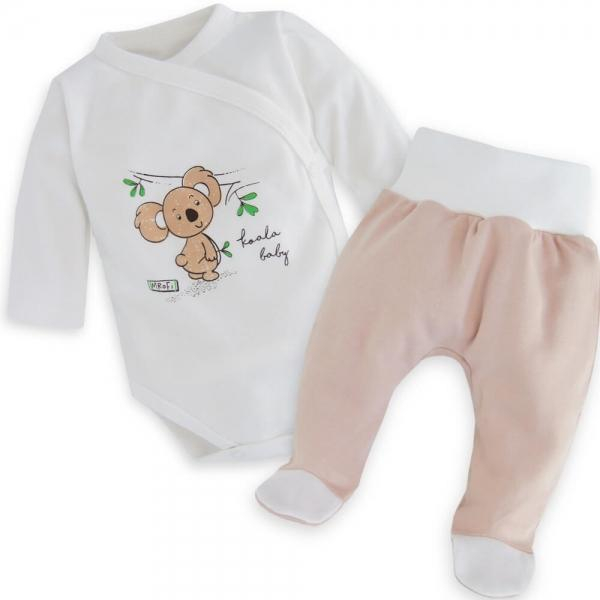 Zavinovací kojenecké body + polodupačky Koala, 2D sada, Mrofi, ecru - 56 (1-2m)