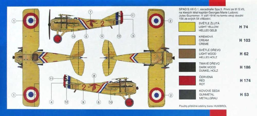 SMĚR Model letadlo Spad VII 1:40 (stavebnice letadla)