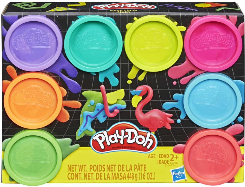 HASBRO PLAY-DOH Modelína neonová set 8ks kelímků 448g