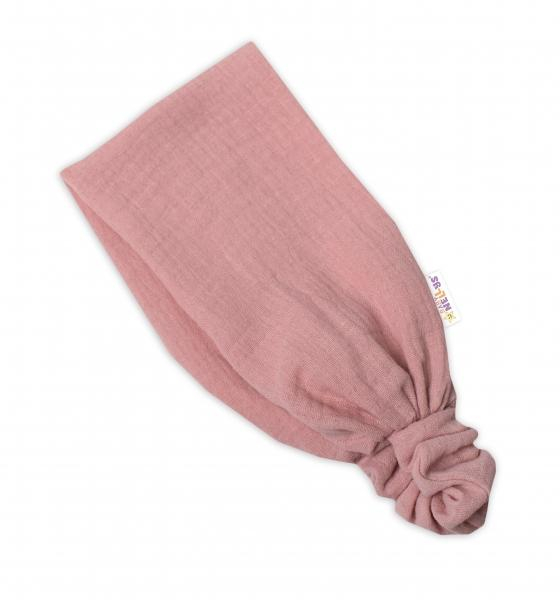 Lehká mušelínová čelenka Bandana, pudrová, vel. 104/110 - 104-110 (3-5r)