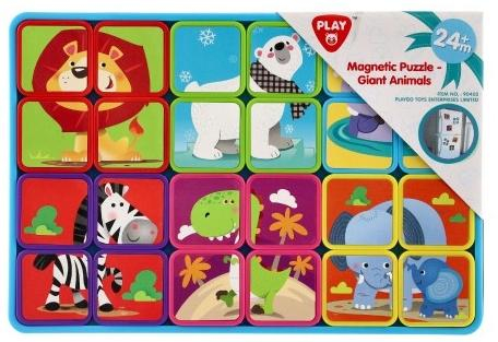 Puzzle magnetické deskové zvířata plast ve fólii 30x20x1cm 12ks v boxu 24m+