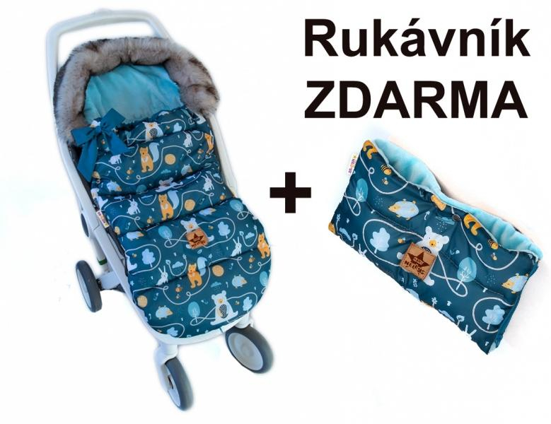 ds81144580_detsky_fusak_maxi_premium_forest_animals_rukavnik_zdarma_zeleny_110x50cm_baby_nellys_1