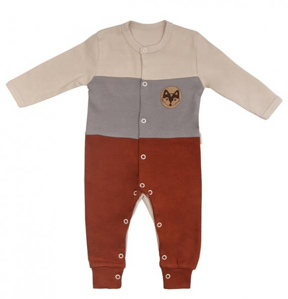 Kojenecký overálek bez šlapek Baby Fox - hnědá/béžová, vel. 80 - 80 (9-12m)