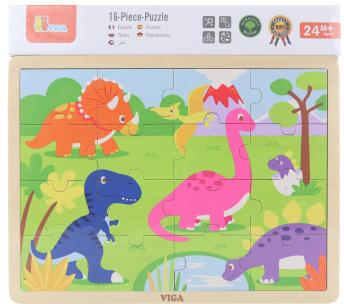 Dřevěné puzzle 16 dílků - dinosauři