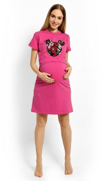 Těhotenská, kojící noční košile Minnie, XXL - růžová - XXL (44) - Minnie, L/XL - růžová - L/XL