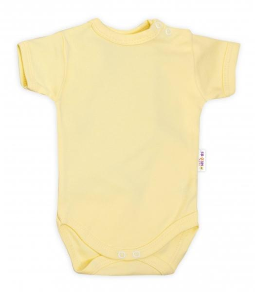 Bavlněné body krátký rukáv - žluté, vel. - 80 - 80 (9-12m)