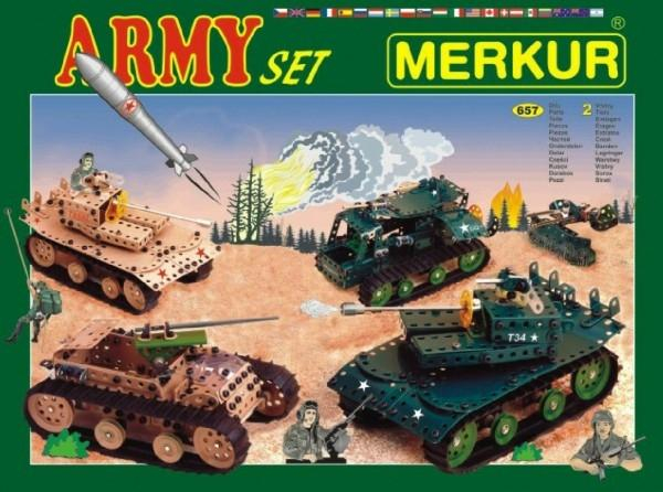 Stavebnice MERKUR Army Set 674ks 2 vrstvy v krabici 36x27x5,5cm