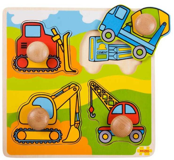 Bigjigs Toys Vkládací puzzle stavební stroje