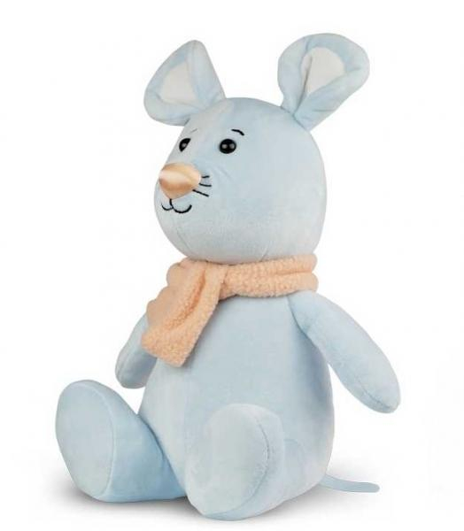 Plyšová myška Plush Scarves Animals, 25 cm, modrá s oranžovým nosíkem