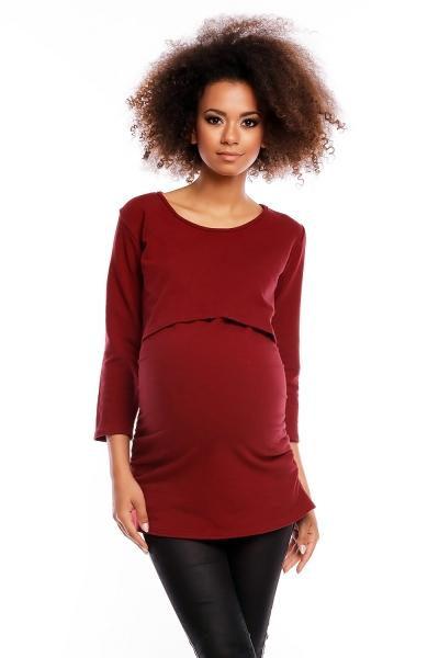 Těhotenská/kojící tunika 3/4 rukáv - bordo, vel. - XXL - XXL (44)