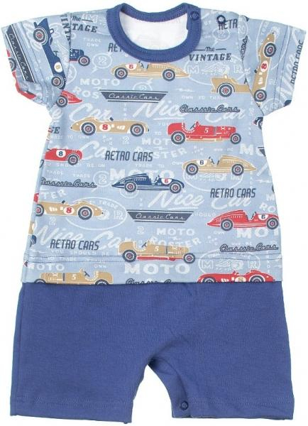 Bavlněné body s nohavičkami Retro Cars - jeans, vel. 86 - 86 (12-18m)