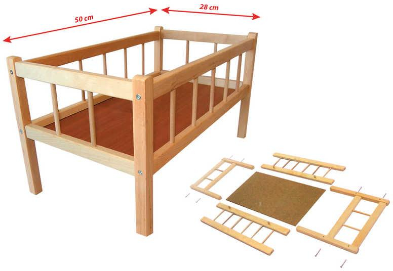 DŘEVO Postýlka dřevěná pro panenku 50x28 cm * DŘEVĚNÉ HRAČKY *