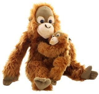 Plyš Orangutan s mládětem 27 cm