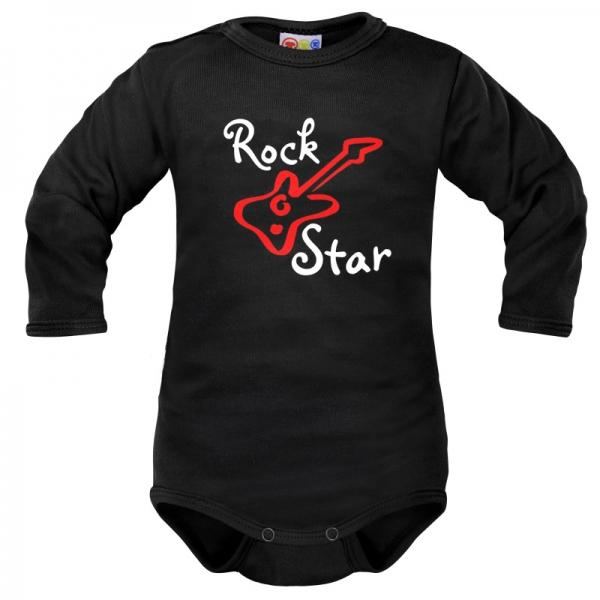 Body dlouhý rukáv Rock Star - černé, vel. 80 - 80 (9-12m)