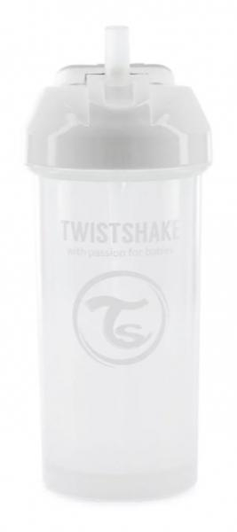 Láhev s brčkem Twistshake - 6m+, 360 ml, bílá