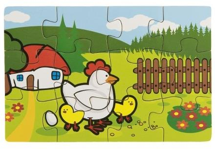 Puzzle dřevěné Moje první zvířátka 4x12 dílků 20x14x3,5cm v dřevěné krabičce 24m+ MPZ