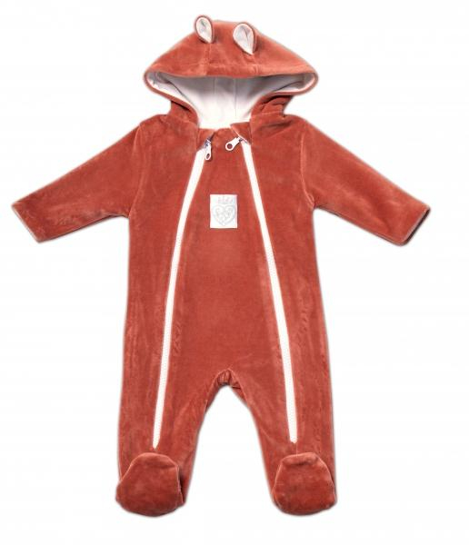 Kojenecký overal VELVET, dvouvrstvý Baby Fox Girl - hnědý, vel. 74 - 74 (6-9m)