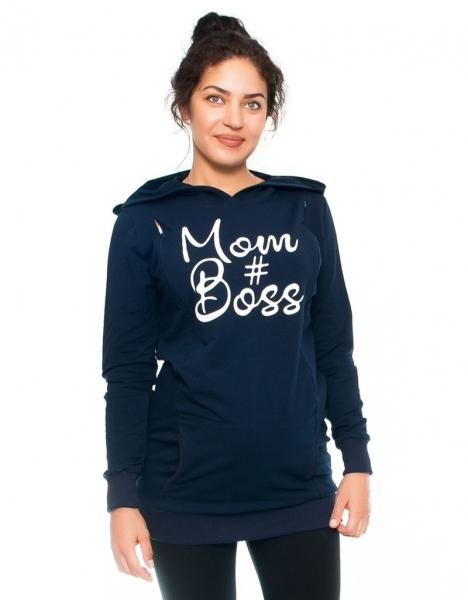 Těhotenské a kojící triko/mikina Mom Boss, dl. rukáv, granát, vel. M - M (38) - granát, vel. XL - XL (42)