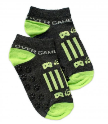 Dětské ponožky s ABS - Gameover - grafit - 19-22